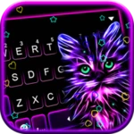 Logo of Purple Neon Cat Keyboard Theme android Application 