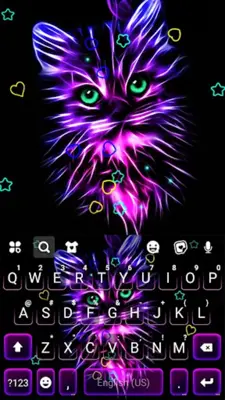 Purple Neon Cat Keyboard Theme android App screenshot 0