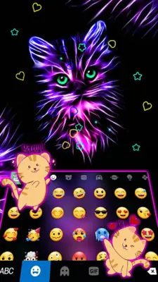 Purple Neon Cat Keyboard Theme android App screenshot 2