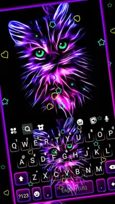 Purple Neon Cat Keyboard Theme android App screenshot 4